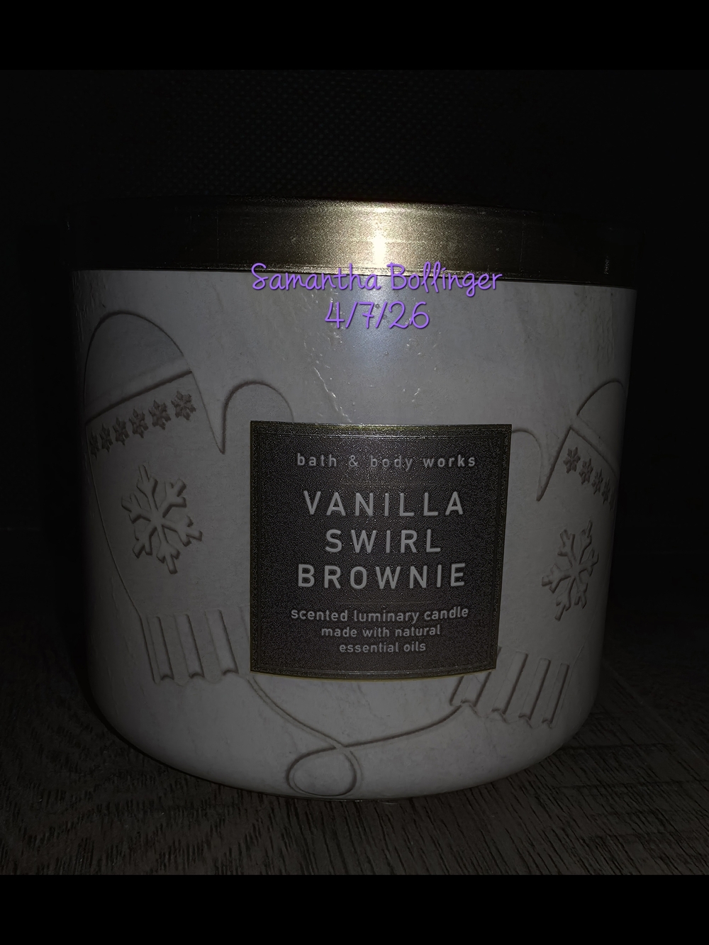 Bath & Body Works 3-Wick Candle  Vanilla Swirl Brownie